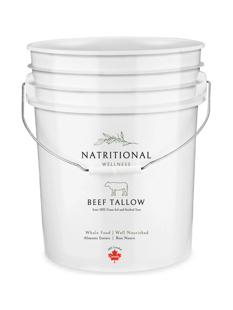 Beef Tallow (Suet - Grass-Fed and Finished) in BPA Free Pails