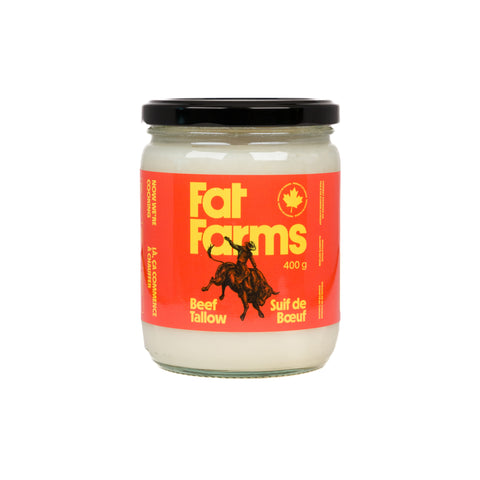 Fat Farms Traditional Beef Tallow in Glass Jars  for Cooking (Whole Fat, 14 Oz | 400g | 500 ml)