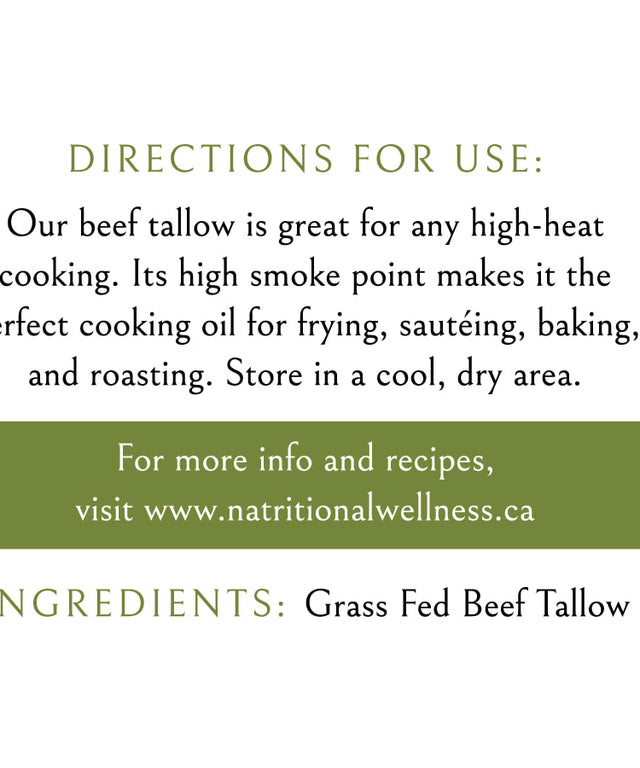 Beef Tallow (Suet GrassFed and Finished) Natritional Wellness